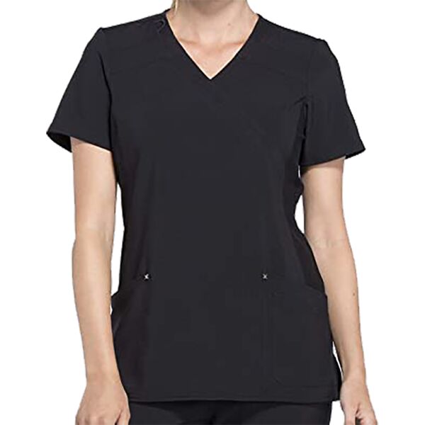 Cherokee iFlex Women Scrub Top Mock Wrap Knit Panel Top Thumbnail